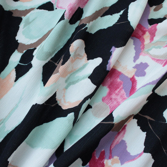 Viscose Borken Crepe - Navy Fleur