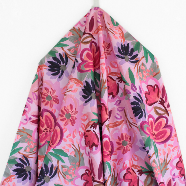 Cotton Satin - Bold Floral Pink