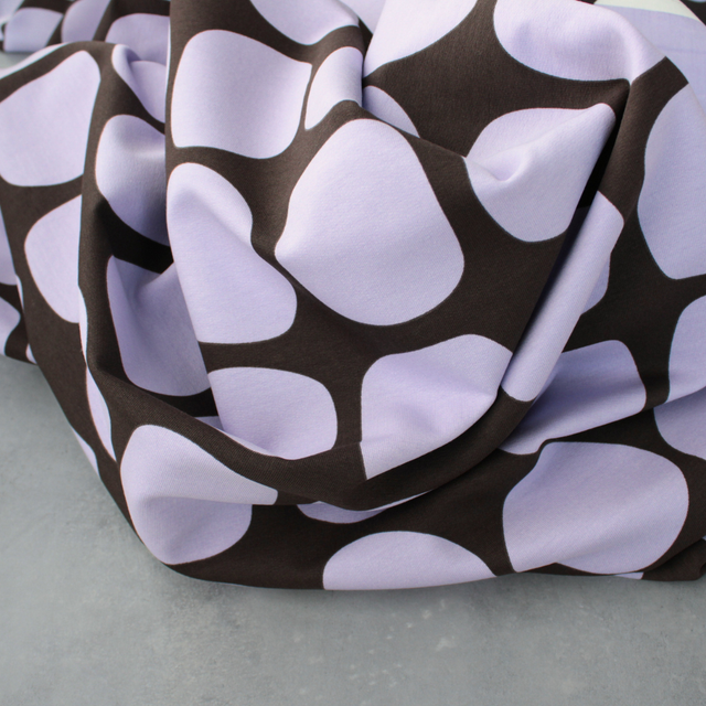 Cotton French Terry - Mod Balls - Purple on Espresso