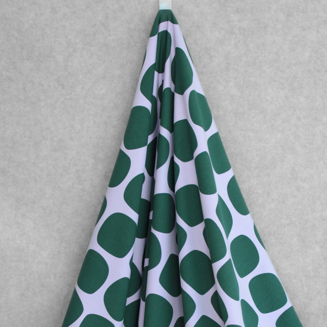 Cotton French Terry - Mod Balls - Green on Purple