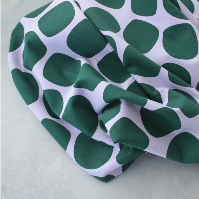 Cotton French Terry - Mod Balls - Green on Purple