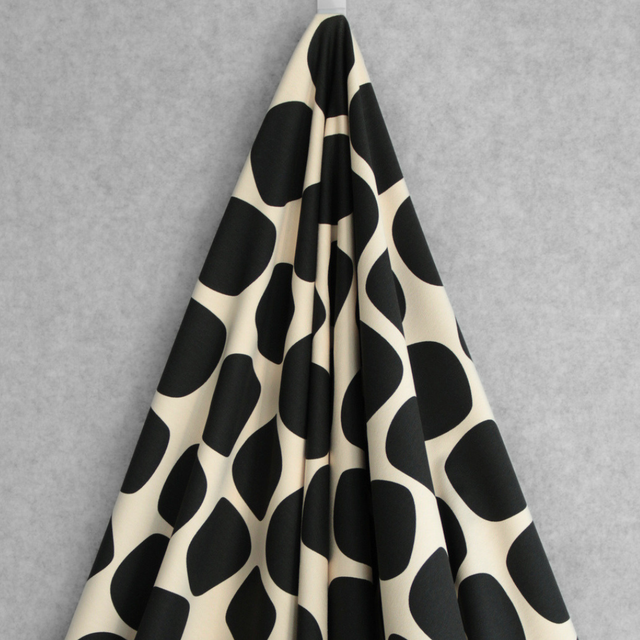 Cotton French Terry - Mod Balls - Black on Cream