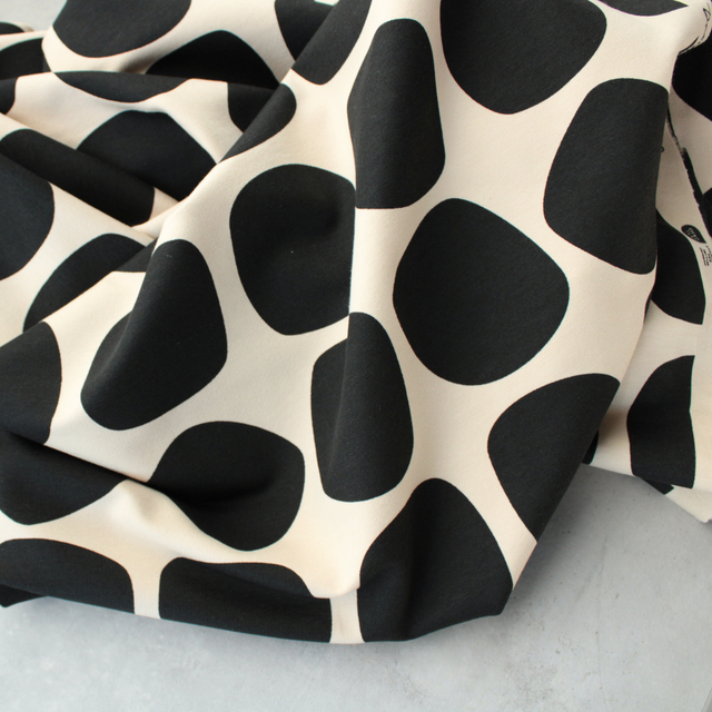 Cotton French Terry - Mod Balls - Black on Cream