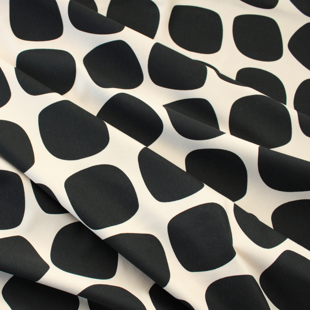 Cotton French Terry - Mod Balls - Black on Cream