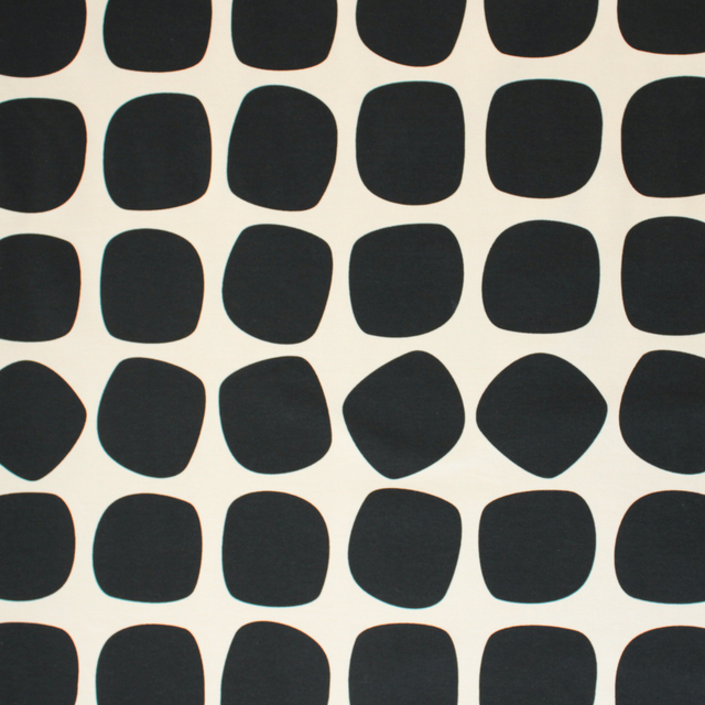 Cotton French Terry - Mod Balls - Black on Cream