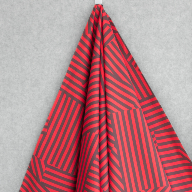 Cotton Poplin - Patch Stripes - Red + Brown