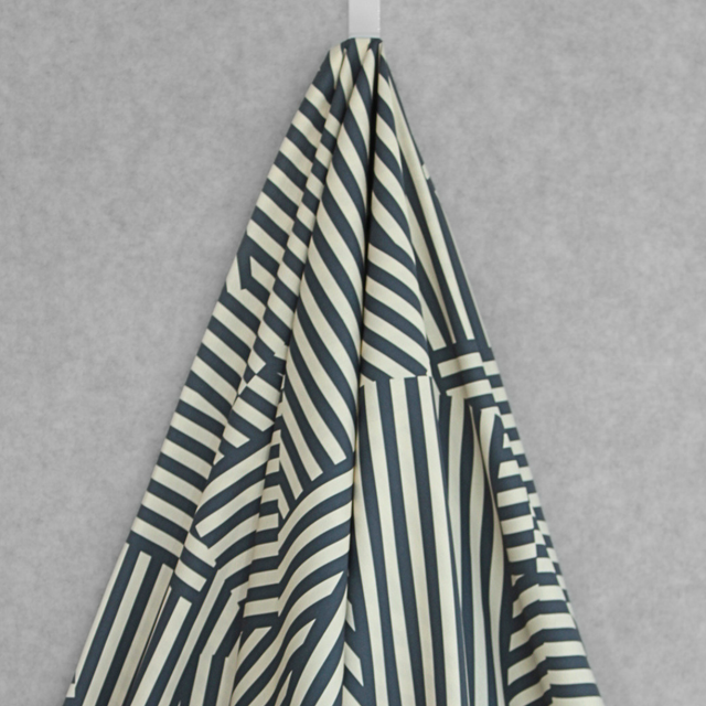 Cotton Poplin - Patch Stripes - Blue + Cream