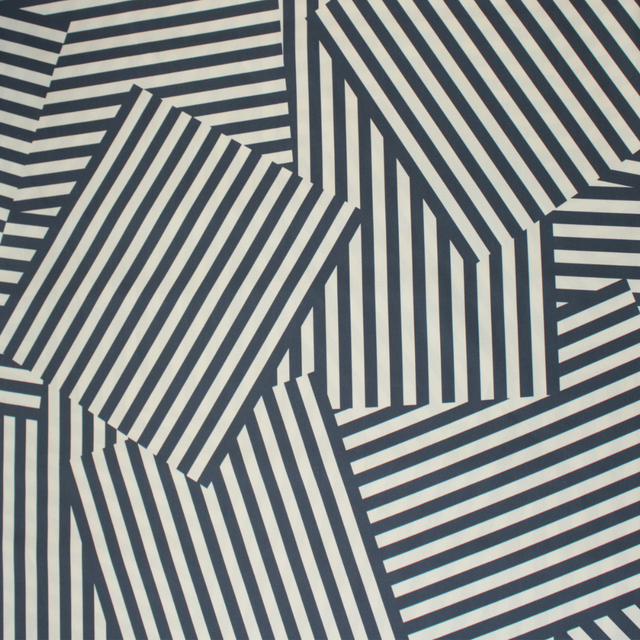 Cotton Poplin - Patch Stripes - Blue + Cream