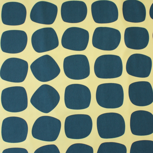Cotton French Terry - Mod Balls - Blue on Yellow