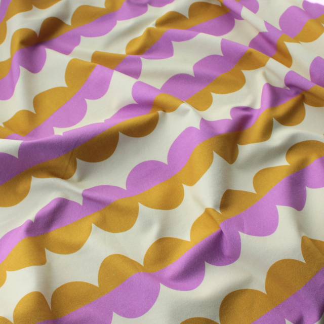 Cotton Jersey - Mod Stripe - Purple + Gold