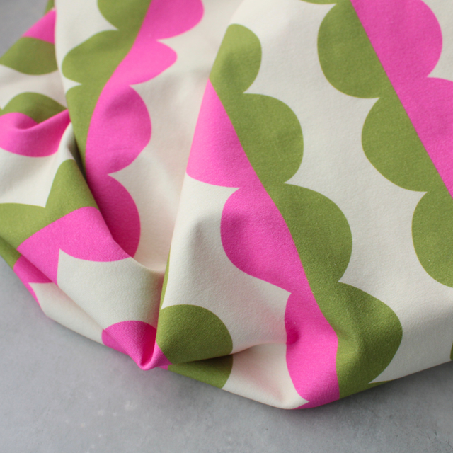 Cotton Jersey - Mod Stripe - Green + Pink