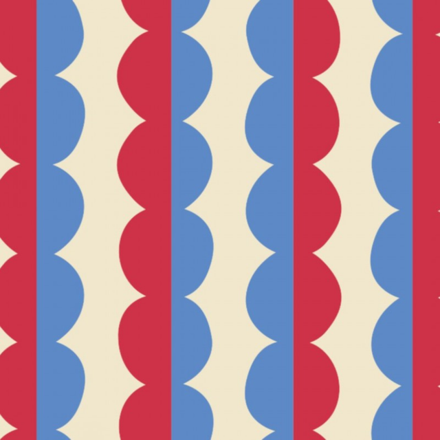 Cotton Jersey - Mod Stripe - Red + Blue