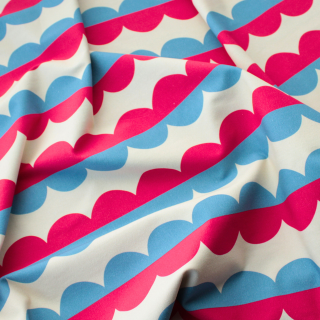 Cotton Jersey - Mod Stripe - Red + Blue