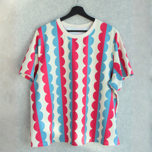 Cotton Jersey - Mod Stripe - Green + Pink