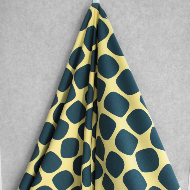 Cotton French Terry - Mod Balls - Blue on Yellow
