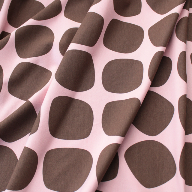 Cotton French Terry - Mod Balls - Chocolate on Pink