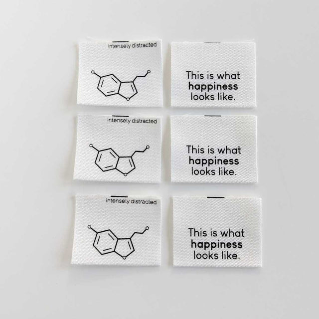 Intensely Distracted Labels - "Serotonin. This is what happiness looks like."