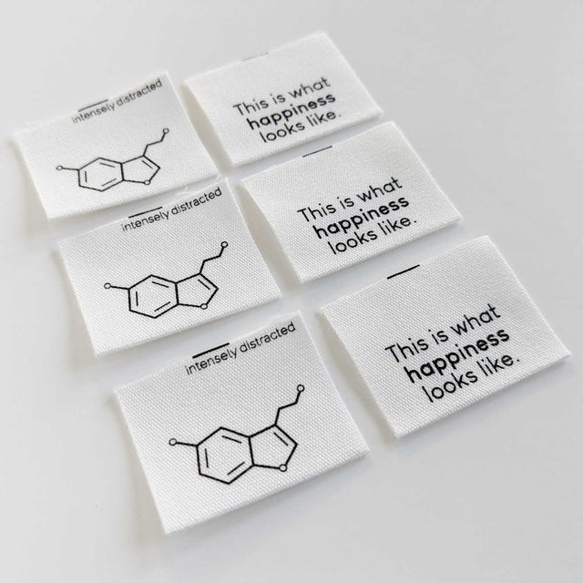 Intensely Distracted Labels - "Serotonin. This is what happiness looks like."