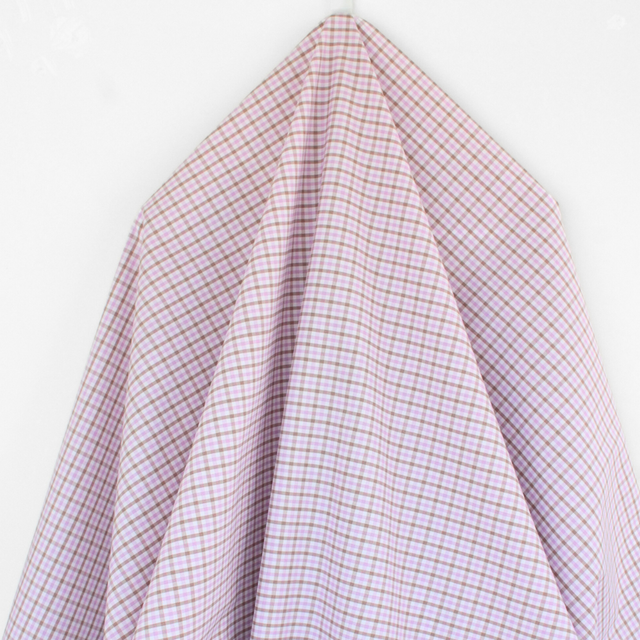Luxe 2 Ply 100's Italian Cotton Shirting - Pink & Brown Check