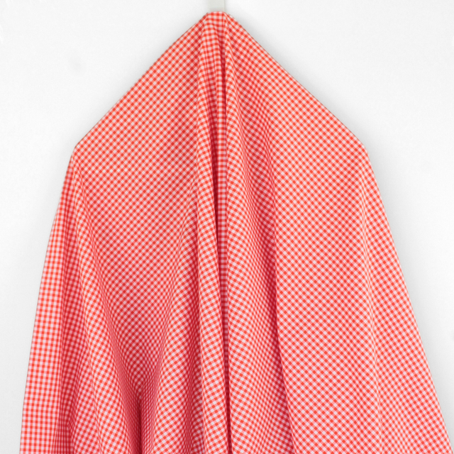 Luxe 2 Ply 100's Italian Cotton Shirting - Orange Small Gingham