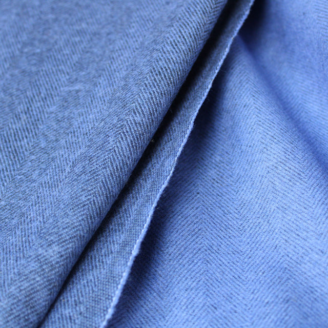 Wool + Cotton Herringbone - Blue