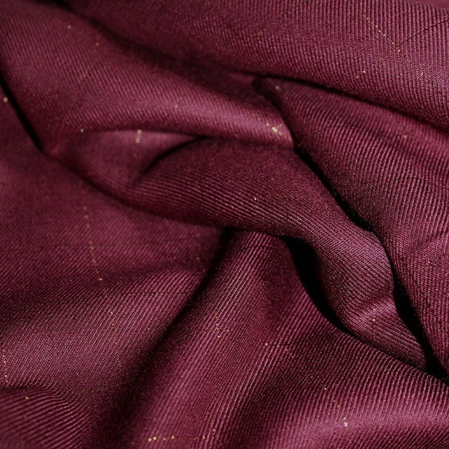 Windowpane Viscose Twill - Bordeaux + Copper