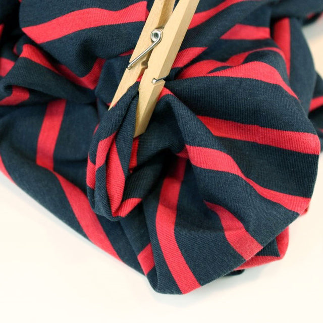 Bamboo + Cotton Stretch Jersey -  Navy/Red