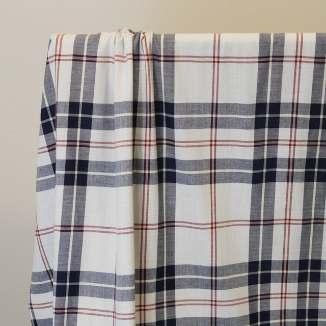 4.3oz Plaid Yard Dyed - White/Navy