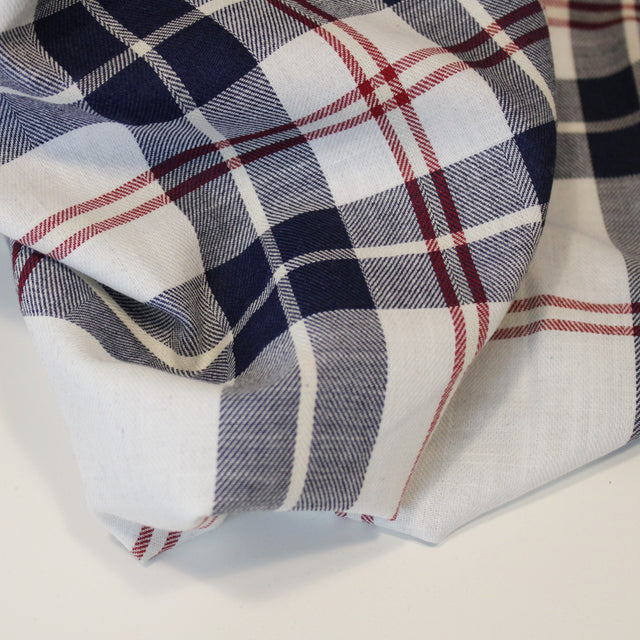 4.3oz Plaid Yard Dyed - White/Navy