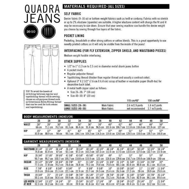 Thread Theory Quadra Jeans Pattern