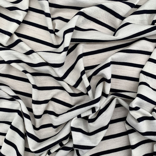 Merino Wool Jersey - Navy/Cream Breton Stripe