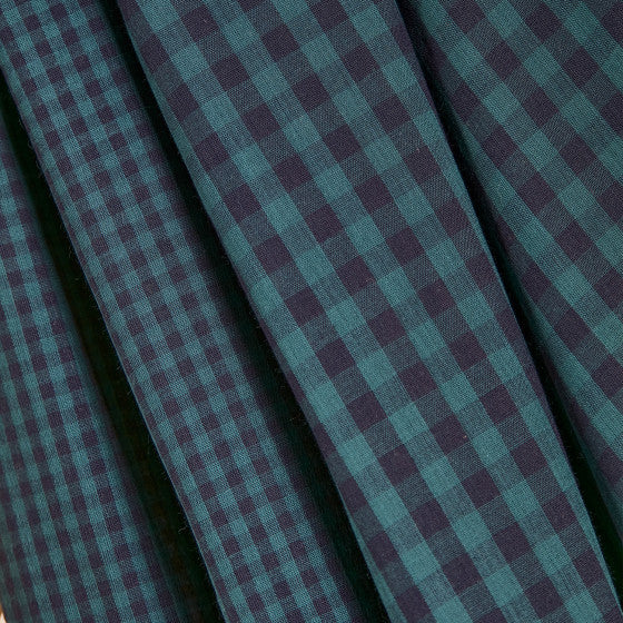 Gingham Cotton Double Gauze - Forest+Night